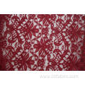 100% Polyester Red Velvet Cord Lace Fabric